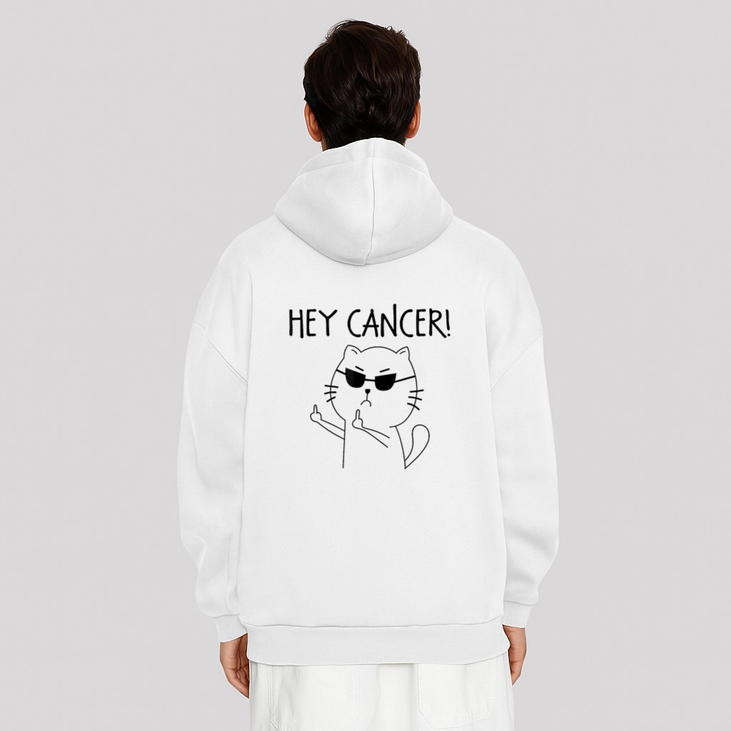 Hey Cancer F Funny Cat Middle Finger Hoodie