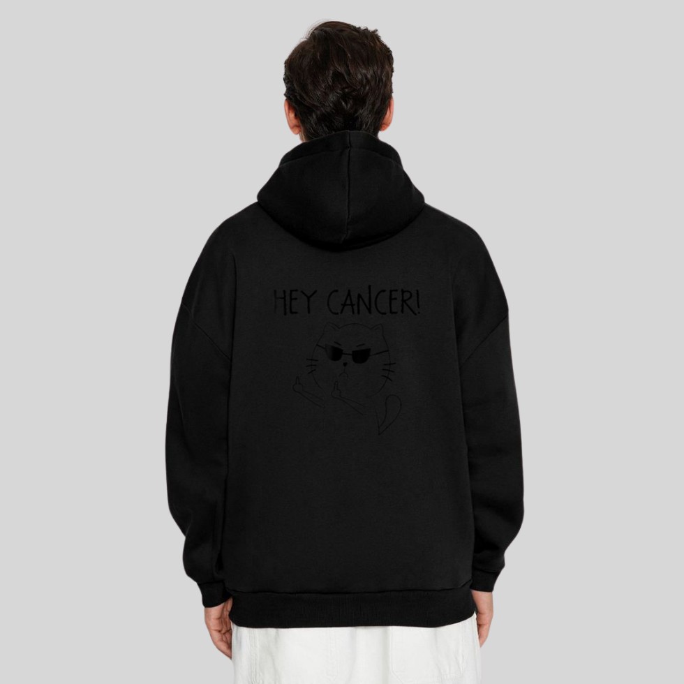 Hey Cancer F Funny Cat Middle Finger Hoodie