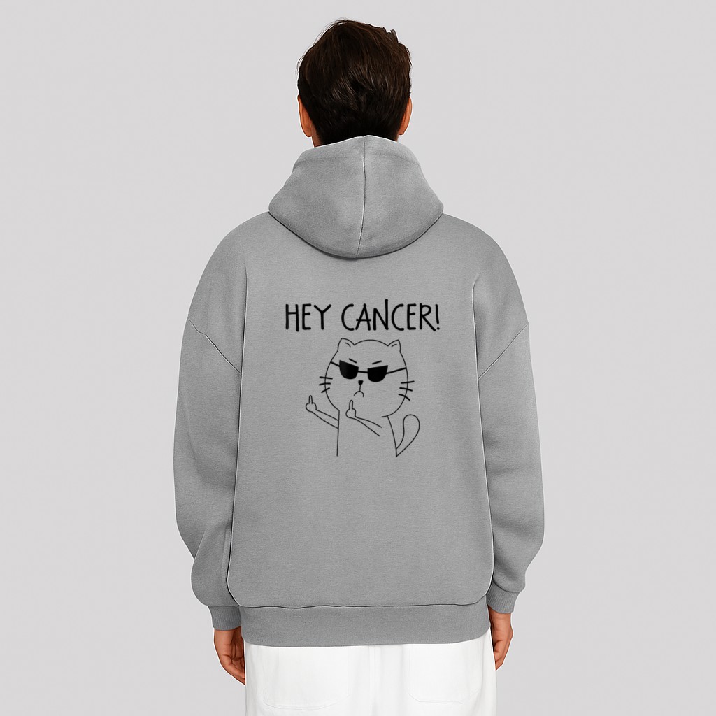 Hey Cancer F Funny Cat Middle Finger Hoodie