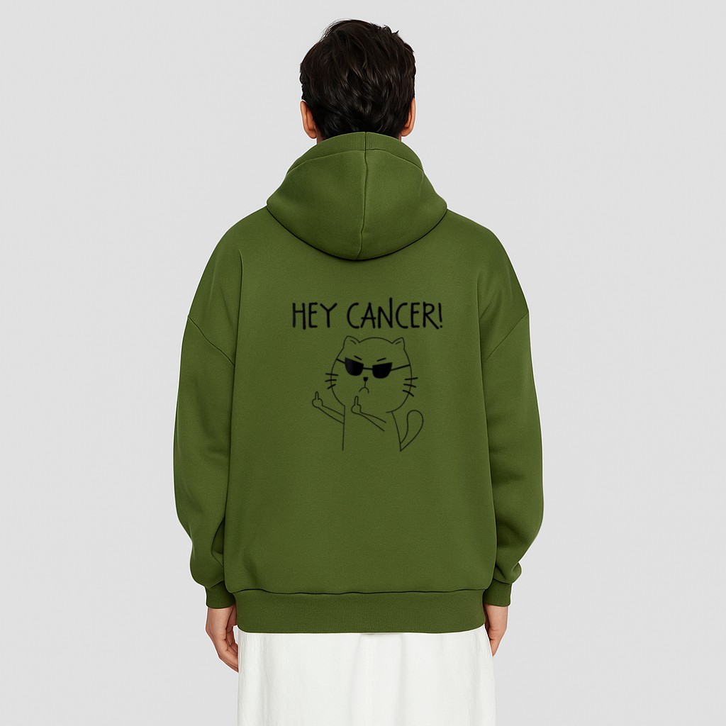 Hey Cancer F Funny Cat Middle Finger Hoodie