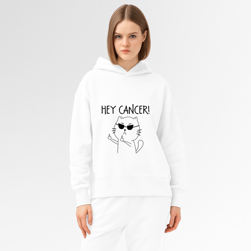 Hey Cancer F Funny Cat Middle Finger Hoodie