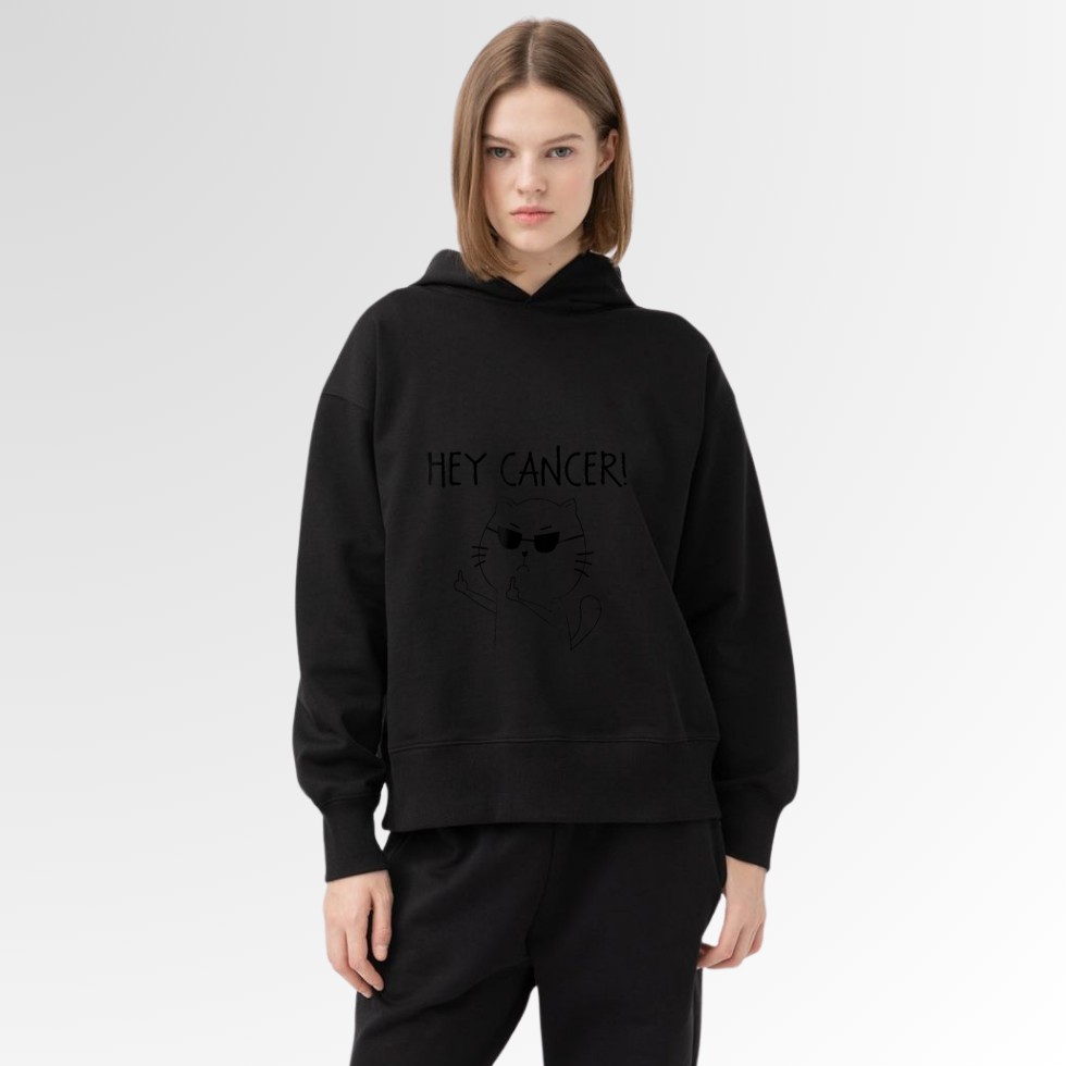 Hey Cancer F Funny Cat Middle Finger Hoodie