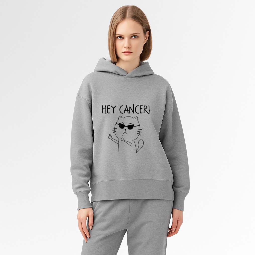 Hey Cancer F Funny Cat Middle Finger Hoodie