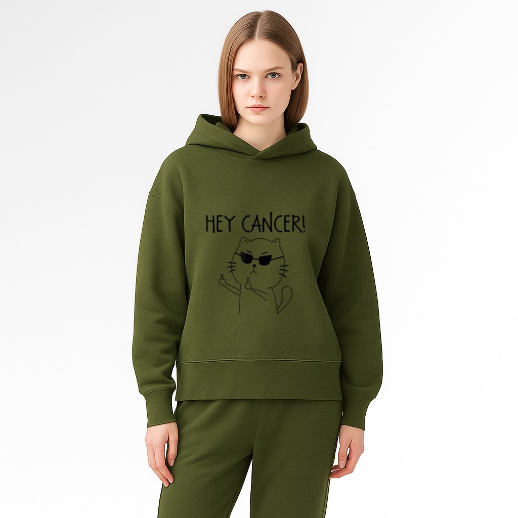 Hey Cancer F Funny Cat Middle Finger Hoodie
