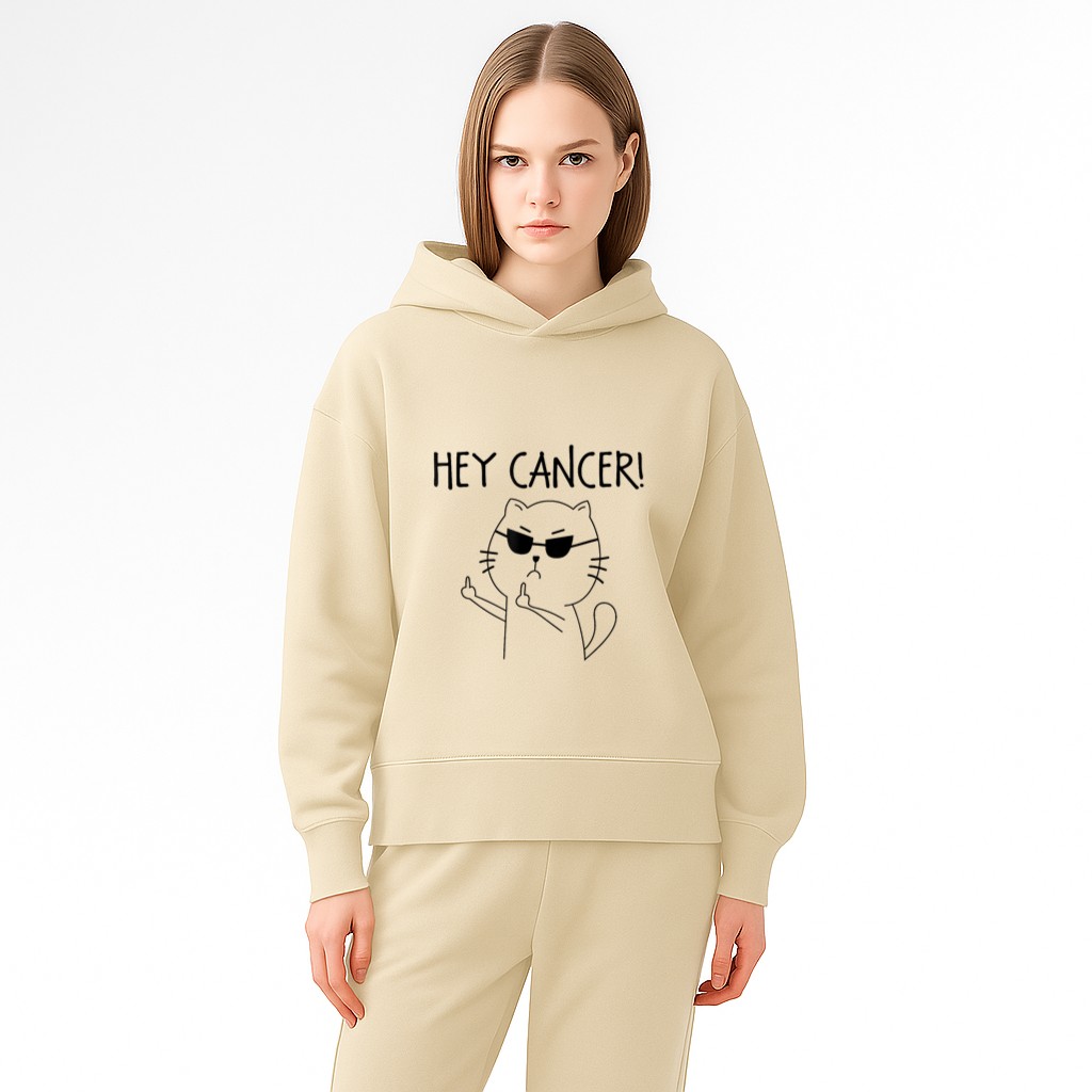 Hey Cancer F Funny Cat Middle Finger Hoodie