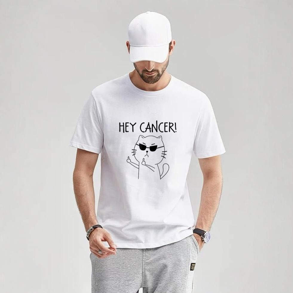 Hey Cancer F Funny Cat Middle Finger T-Shirt