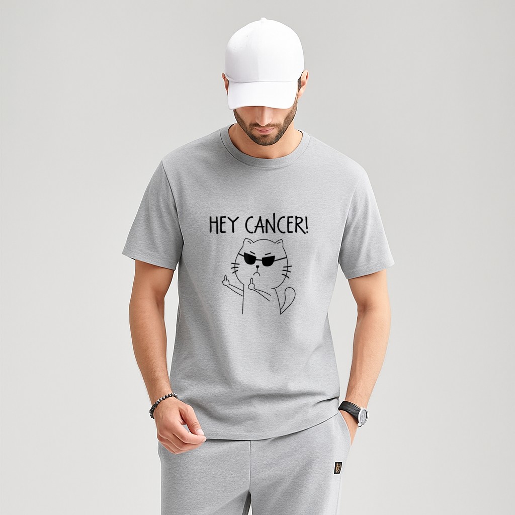 Hey Cancer F Funny Cat Middle Finger T-Shirt