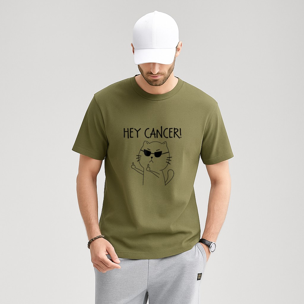 Hey Cancer F Funny Cat Middle Finger T-Shirt
