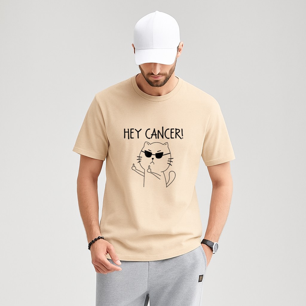 Hey Cancer F Funny Cat Middle Finger T-Shirt