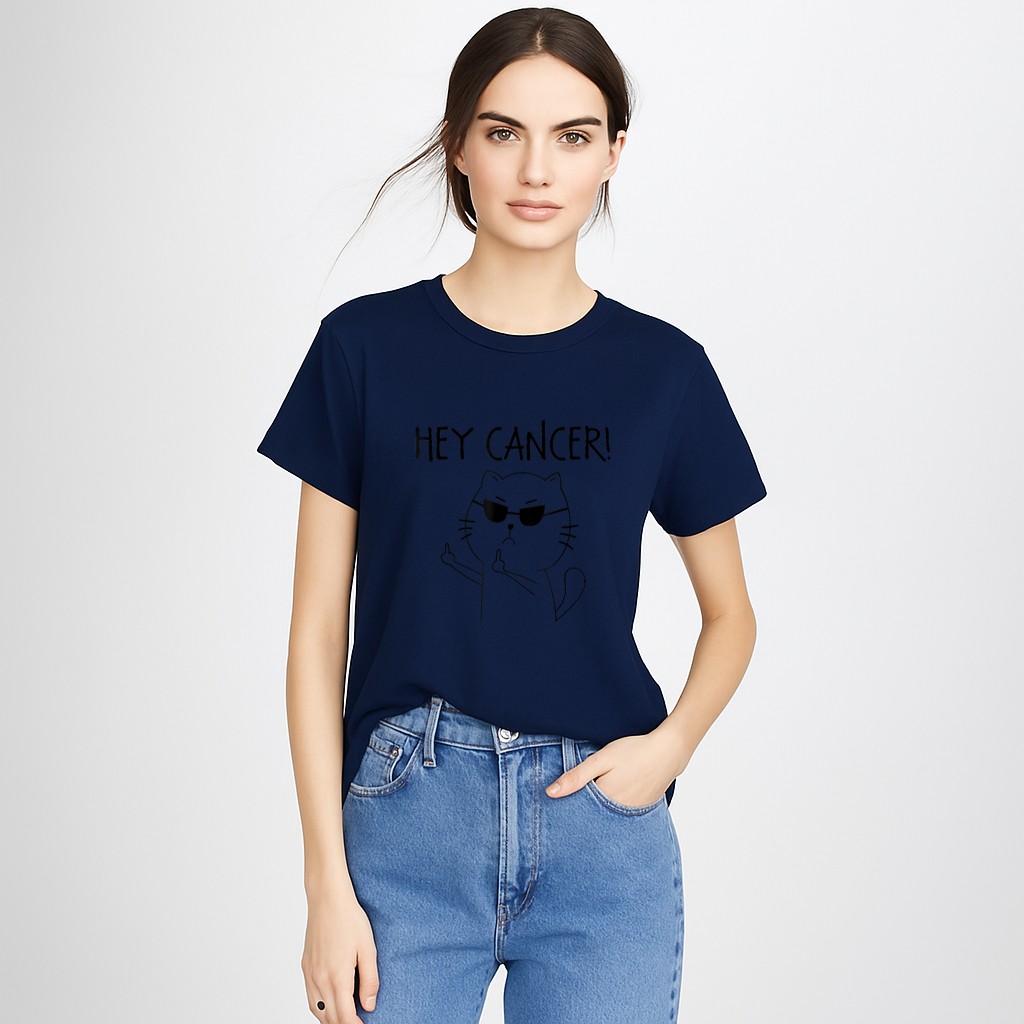 Hey Cancer F Funny Cat Middle Finger T-Shirt