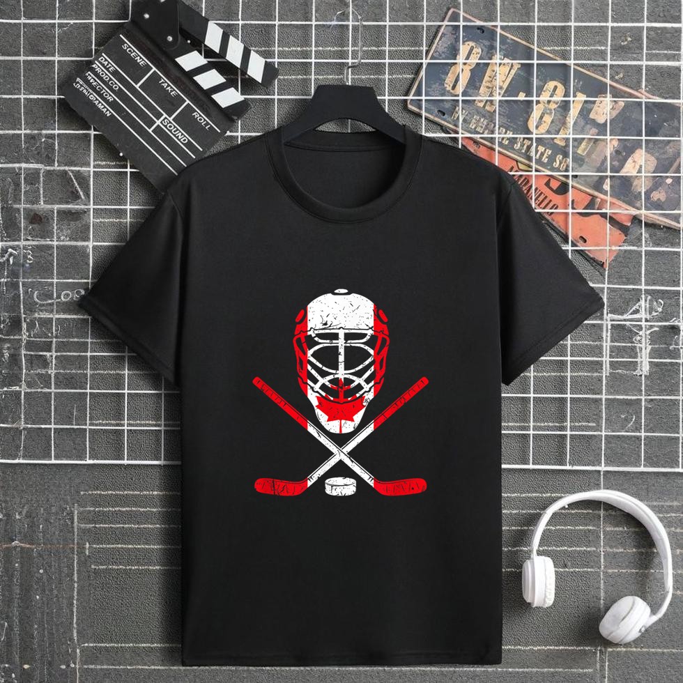 Hockey Equipment Canadian Flag Ice Hockey T-Shirt