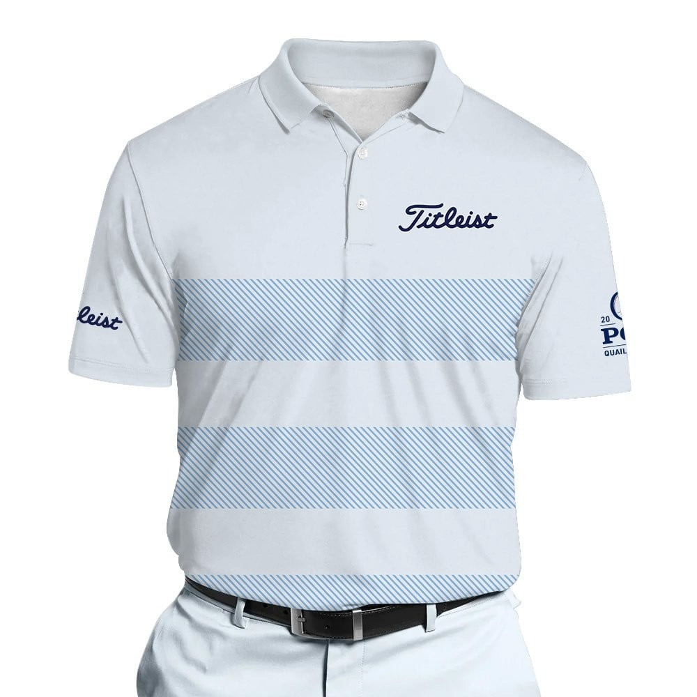 Horizontal Striped PGA Light Blue Brand Men Polo Shirt Golf Gifts For Men