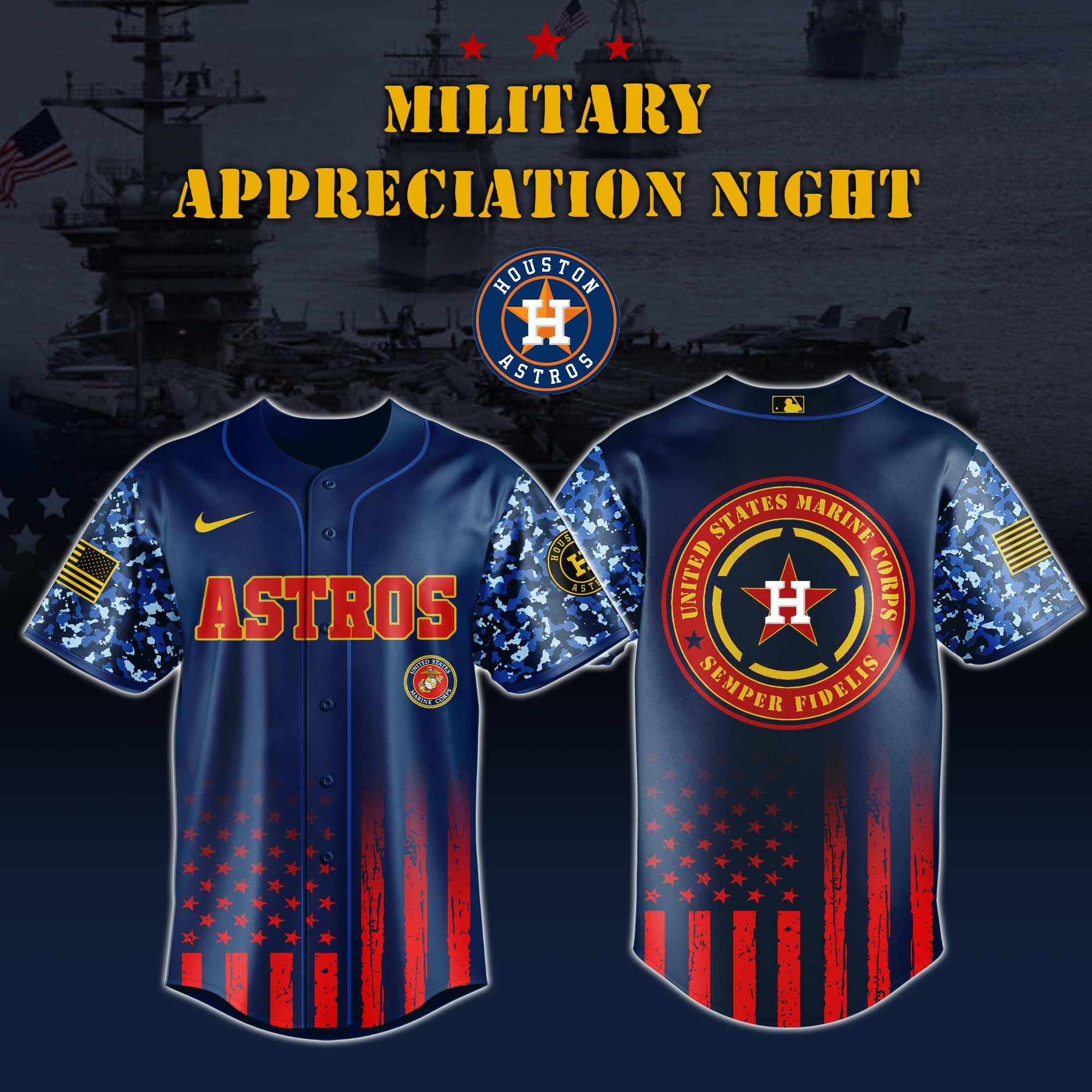 Houston Astros MLB x Marine Corps Military Appreciation Night Jersey s 2025 Houston Astros Merch