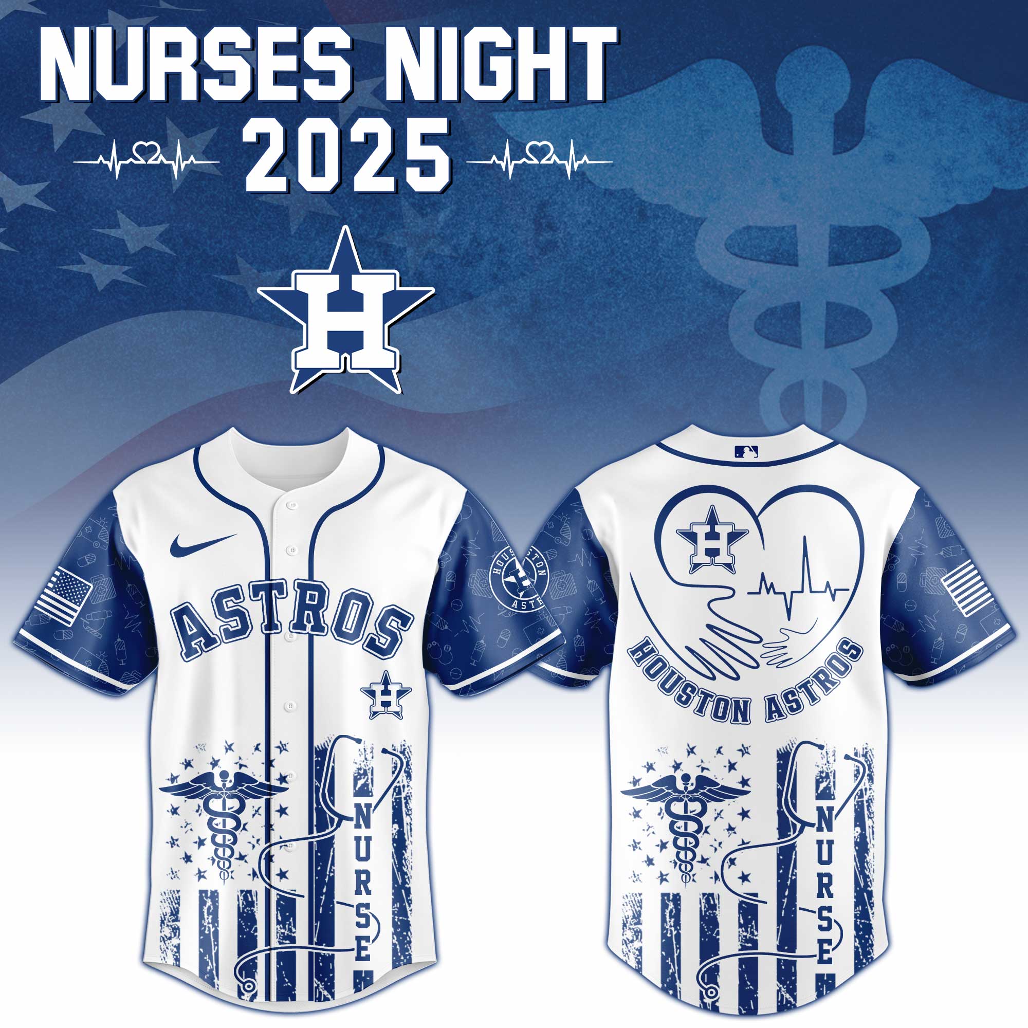 Houston Astros MLB x Nurses Personalized Baseball Jersey For Fans