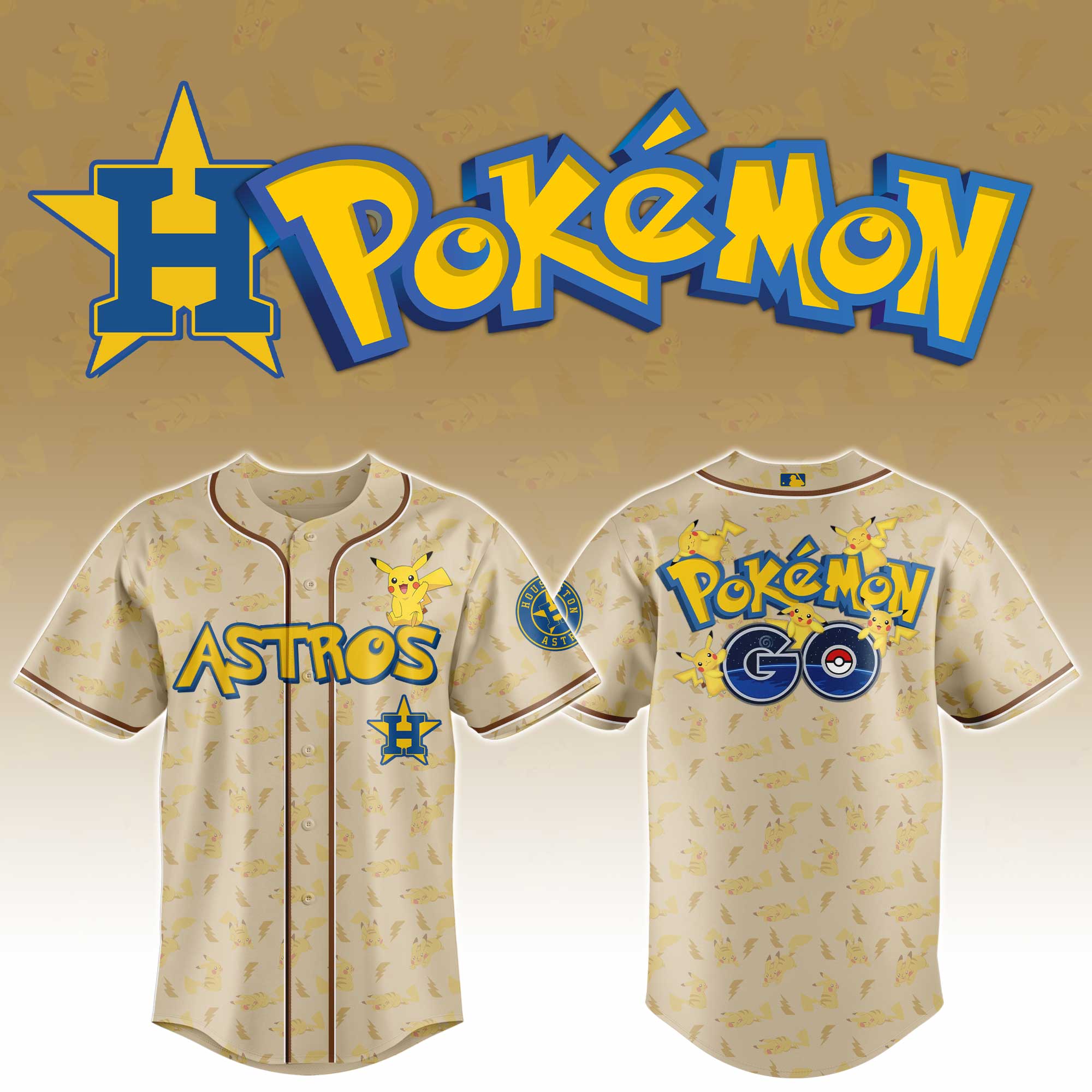 Houston Astros MLB x Pokemon Go Master Personalized Baseball Jersey For Fans