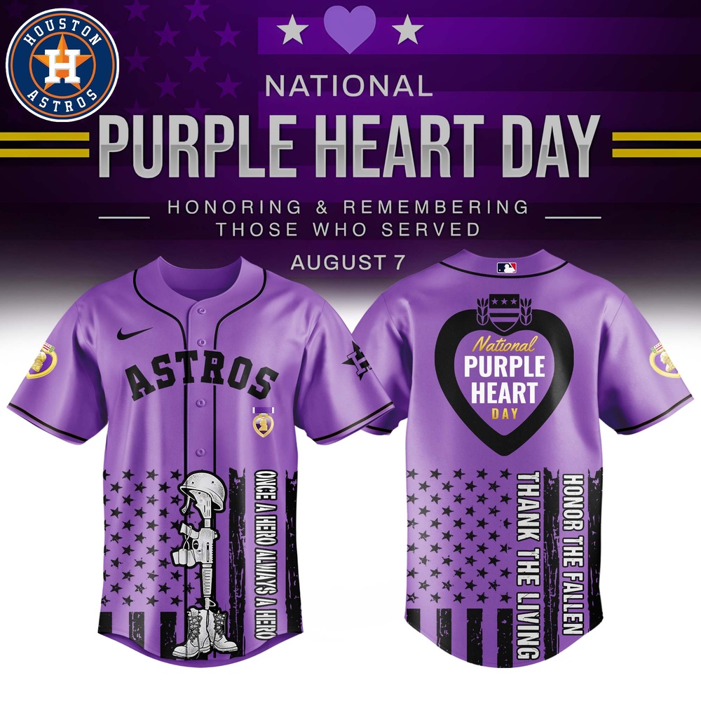 Houston Astros MLB X Purple Heart Day Personalized Baseball Jersey For Fans