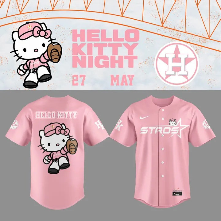 Houston Astros Next Frontier Hello Kitty Pink Jersey 2025 MLB Astros Fan Gifts For Her