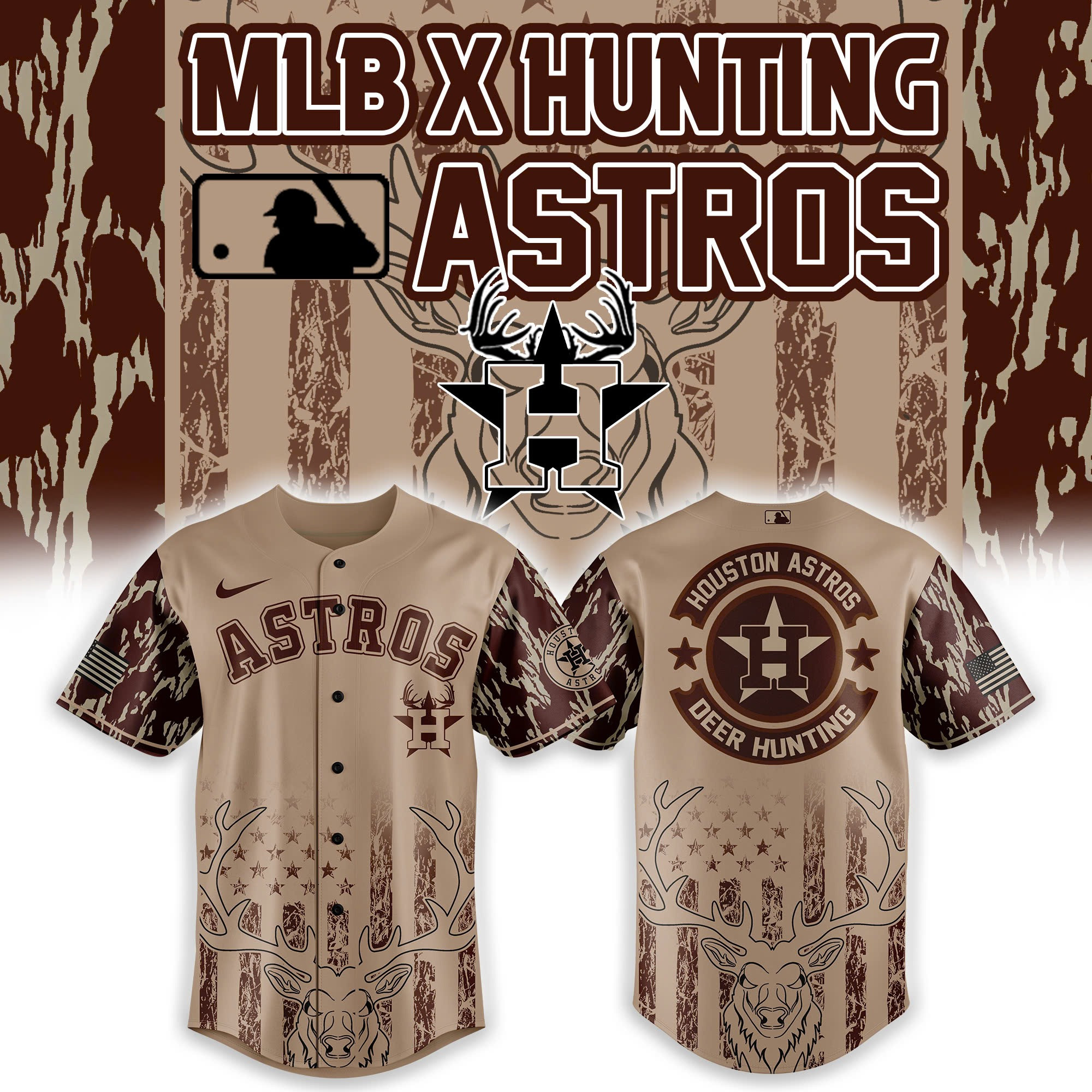 Houston Astros x Hunting Jersey Best Gift For Dad On Fatherâ€™s Day Sport Fans Merch