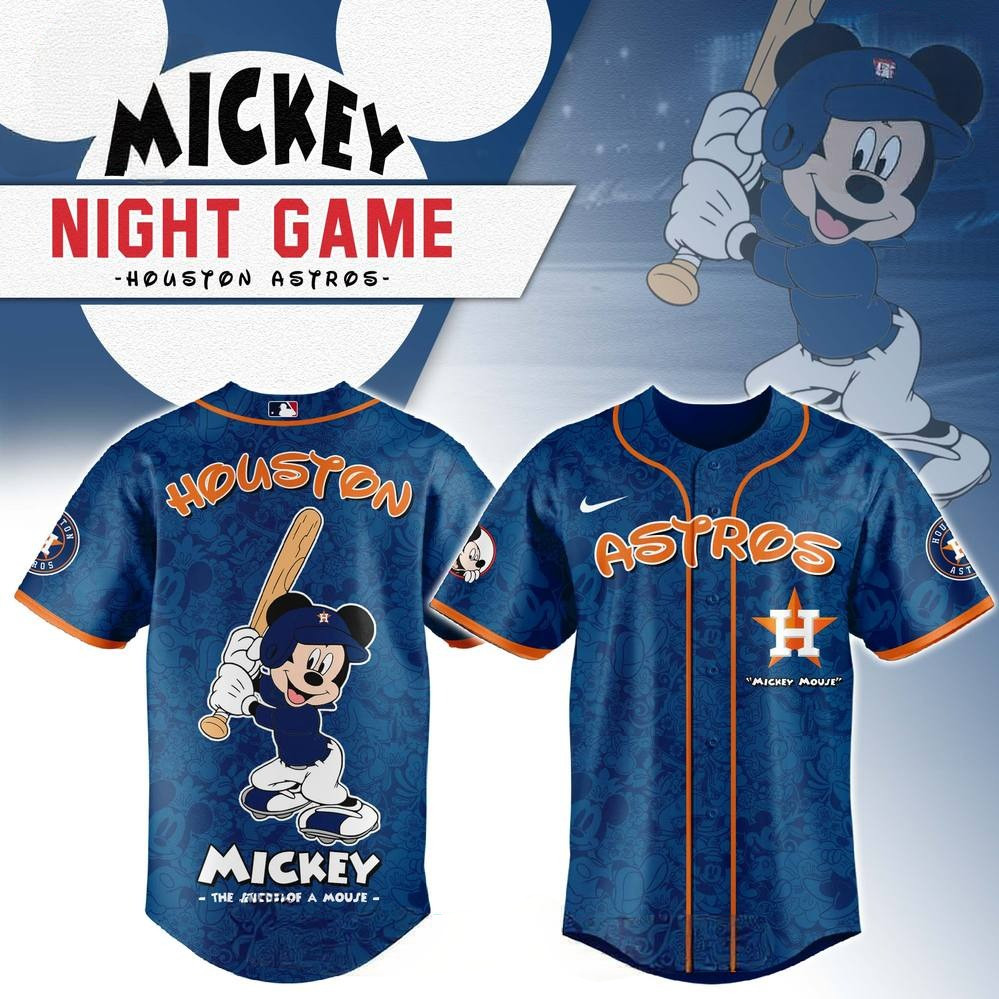 Houston Astros x Mickey Mouse Baseball Jersey Unique Gifts For Baseball Fans