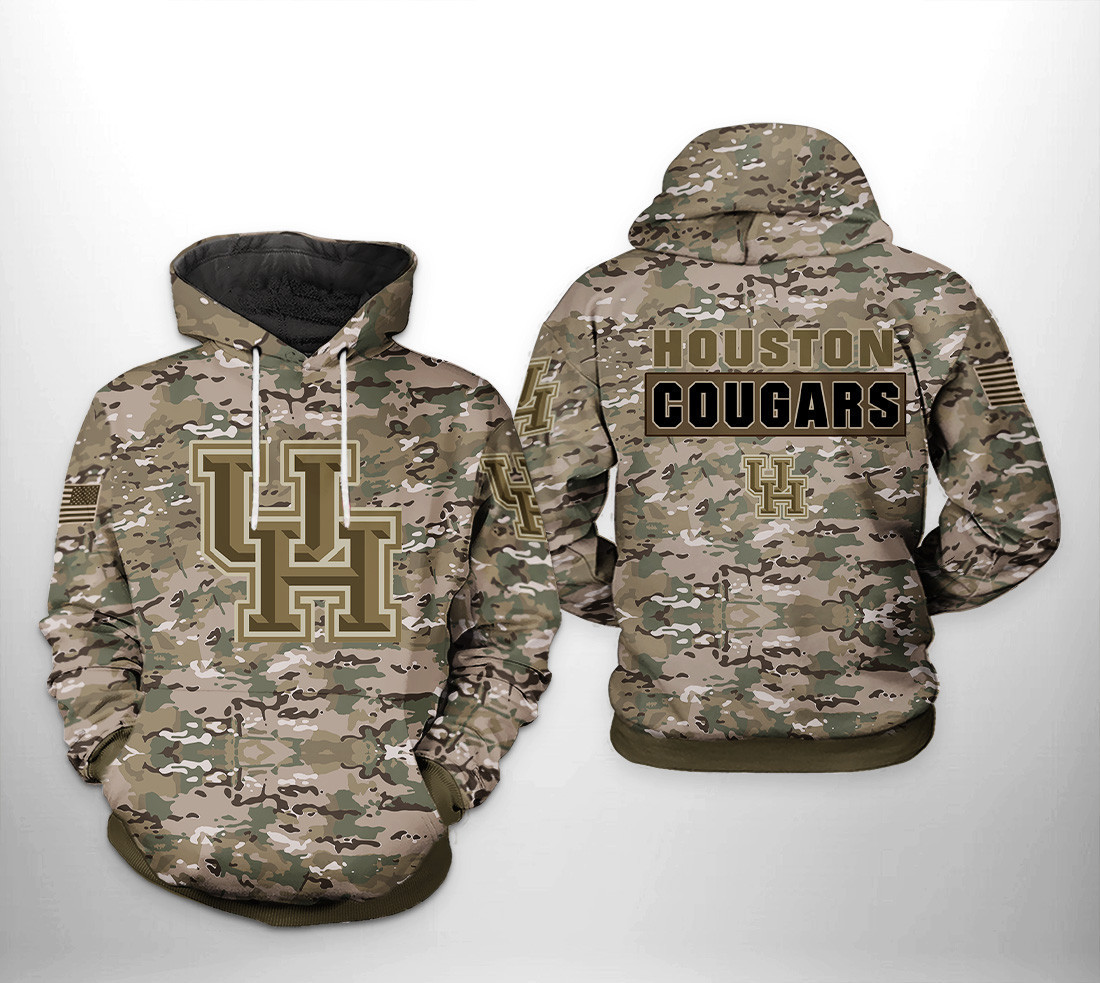 Houston Cougars NCAA Camo Veteran Hoodie  Zip Hoodie