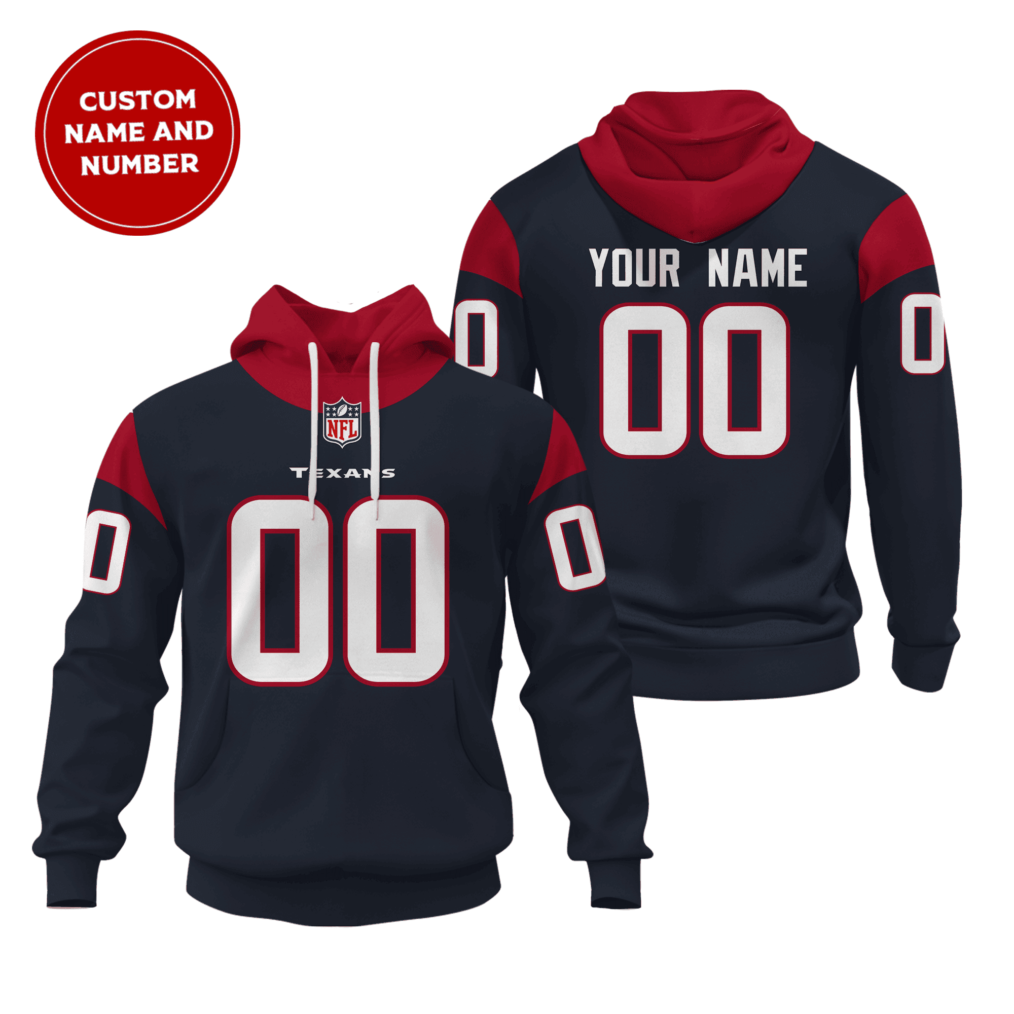 Houston Texans Custom Name And Number 3D Hoodie Version 154