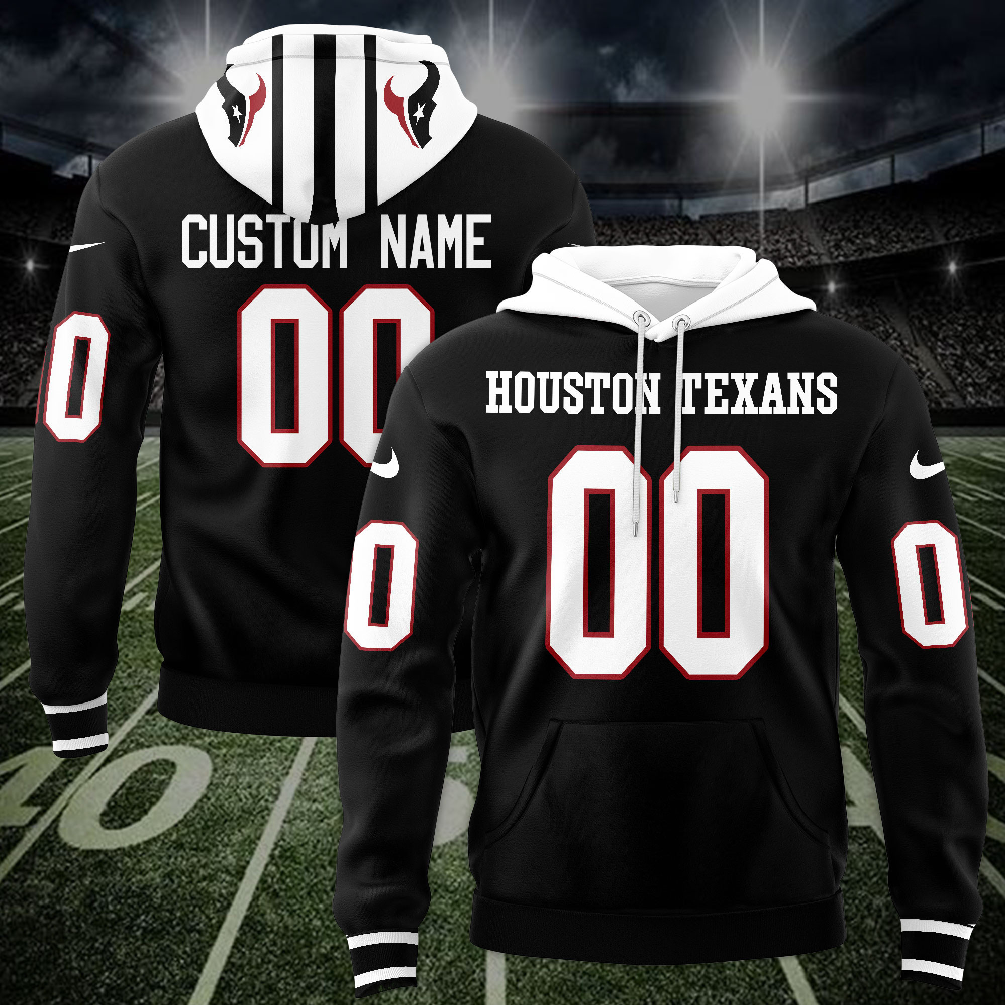 Houston Texans Custom Name And Number 3D Hoodie Version 162