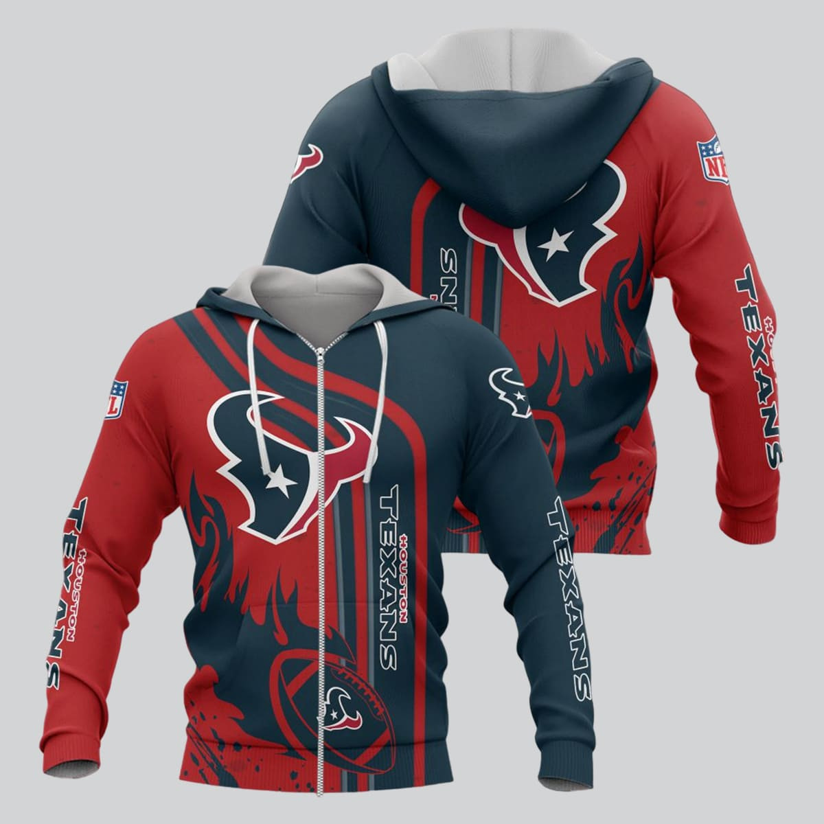 Houston Texans Football Personalized 3D printed Sweatshirt Hoodie Zipped Hoodie