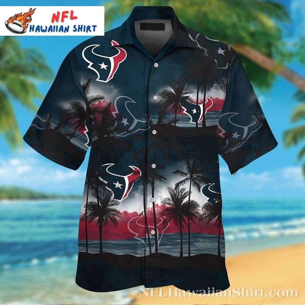Houston Texans Hawaiian Shirt - Cloudy Sky Team Logo All-Over Print Gift For Sport Music Fans