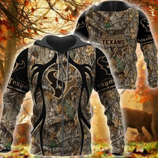 Houston Texans Hunting Camo Football 3D printed Sweatshirt Hoodie Zipped Hoodie