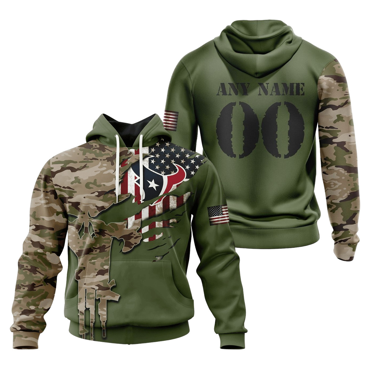 Houston Texans Special Camo Design 3D printed Sweatshirt Hoodie Zipped Hoodie