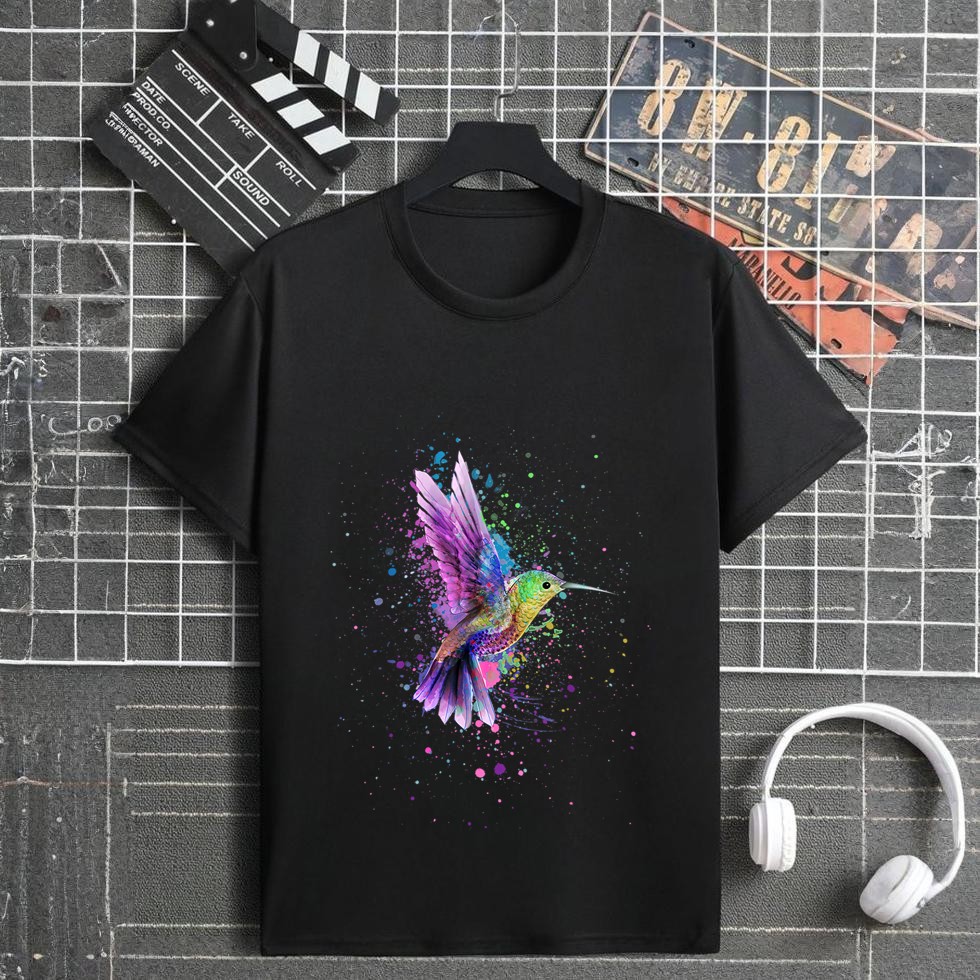 Hummingbird Watercolor Art Design T-Shirt