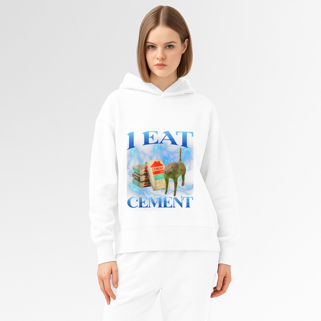 I Eat Cement Funny Cat Meme Internet Memes Funny Memes GenZ Hoodie