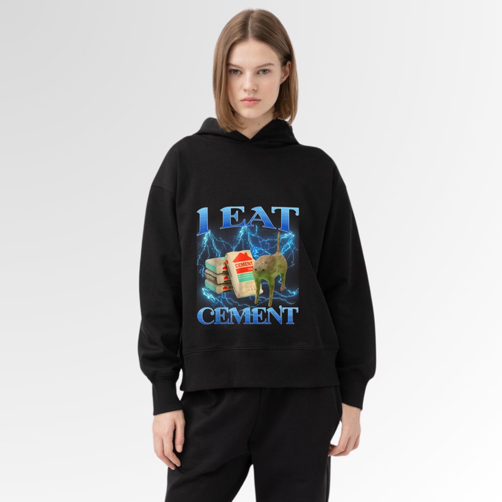 I Eat Cement Funny Cat Meme Internet Memes Funny Memes GenZ Hoodie