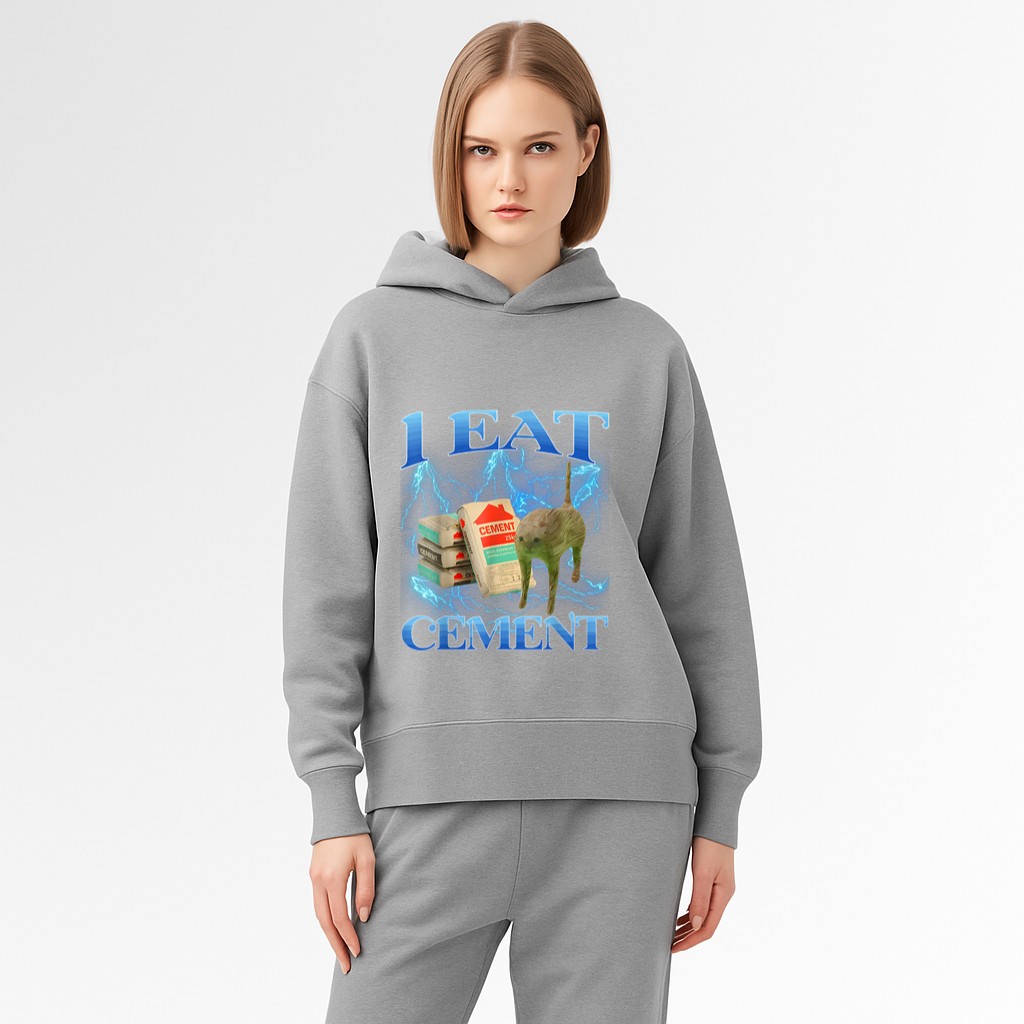I Eat Cement Funny Cat Meme Internet Memes Funny Memes GenZ Hoodie