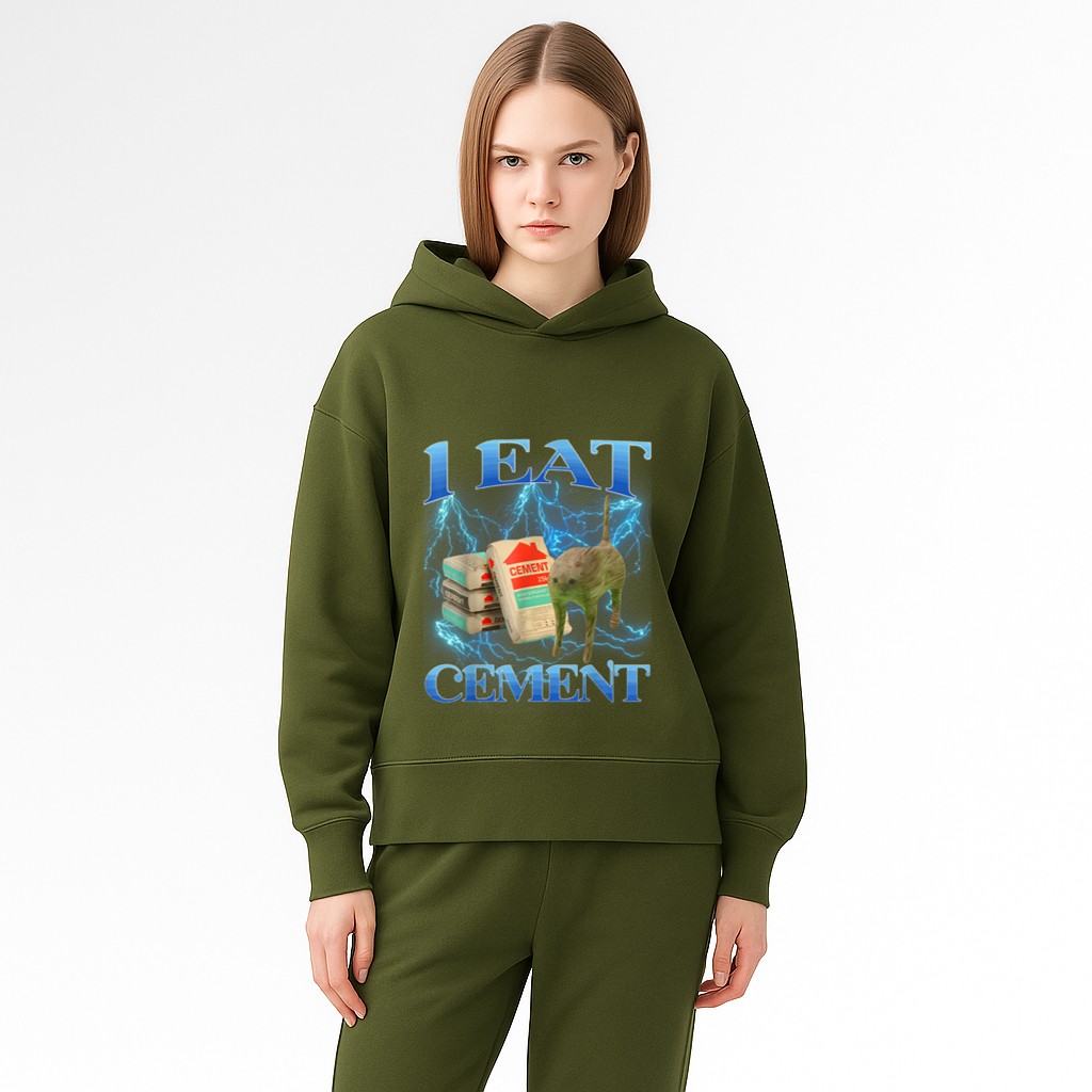 I Eat Cement Funny Cat Meme Internet Memes Funny Memes GenZ Hoodie
