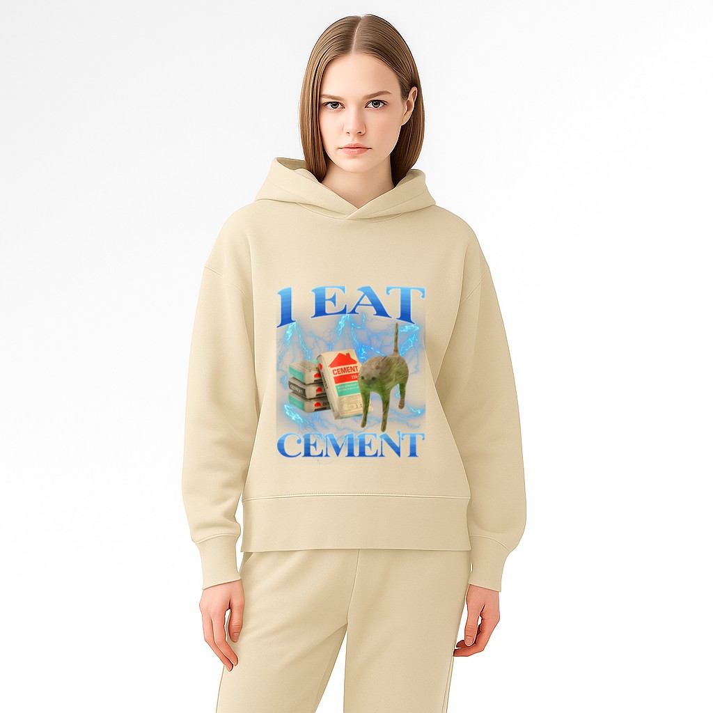 I Eat Cement Funny Cat Meme Internet Memes Funny Memes GenZ Hoodie