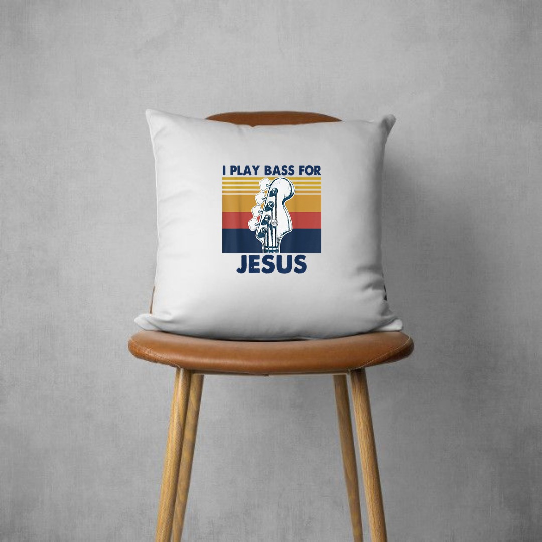 I Play Bass For Jesus Guitar Vintage Pillows