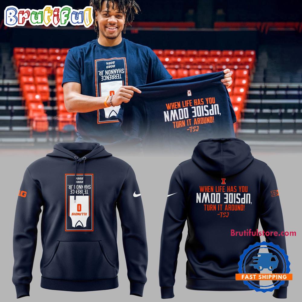 Illinois Fighting Illini Basketball TSJ Upside Down Limited Edition Hoodie Gift For Sport Music Fans