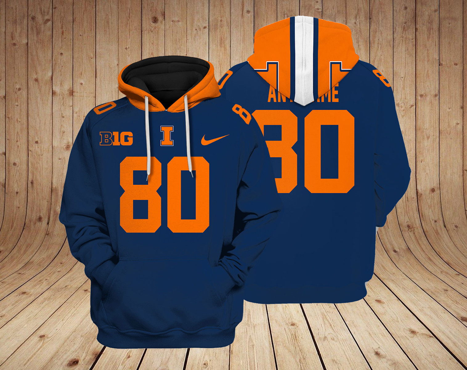 Illinois Fighting Illini football NCAA Custom 3D Hoodie PT40595
