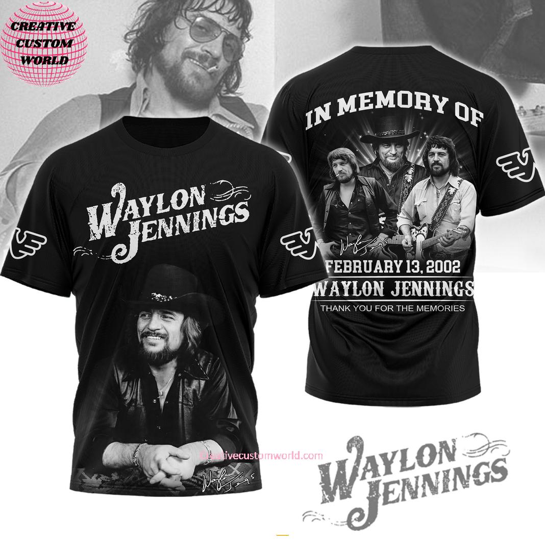 In Memory Of Waylon Jennings 2002 Thank You For The Memories 3D T-Shirt