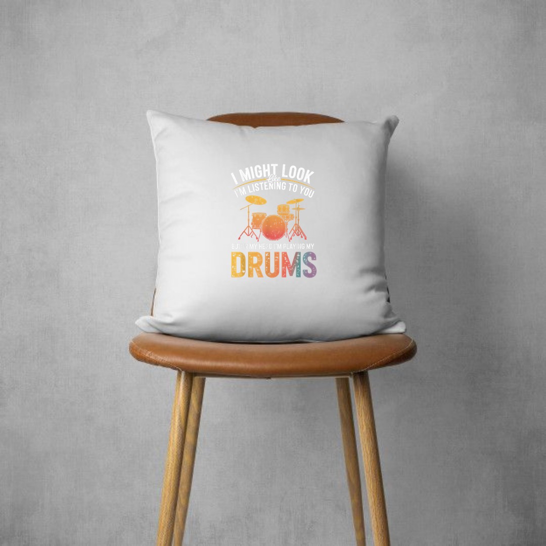 In My Head Iu2019m Playing My Drums Funny Music Lover Pillows