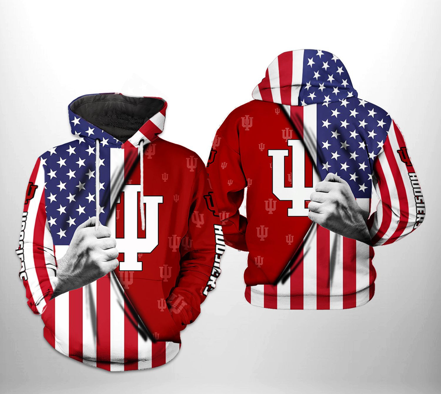 Indiana Hoosiers NCAA US Flag Hoodie  Zip Hoodie Version 1662