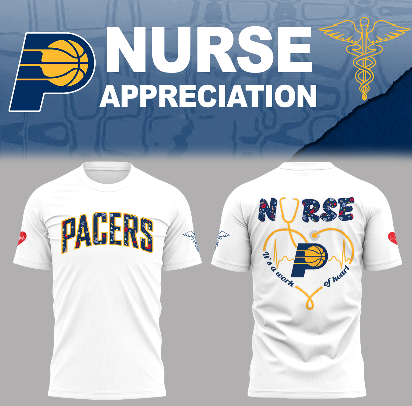 Indiana Pacers x Nurse Appreciation T-Shirt Basketball Coach Gift Ideas - White, XL