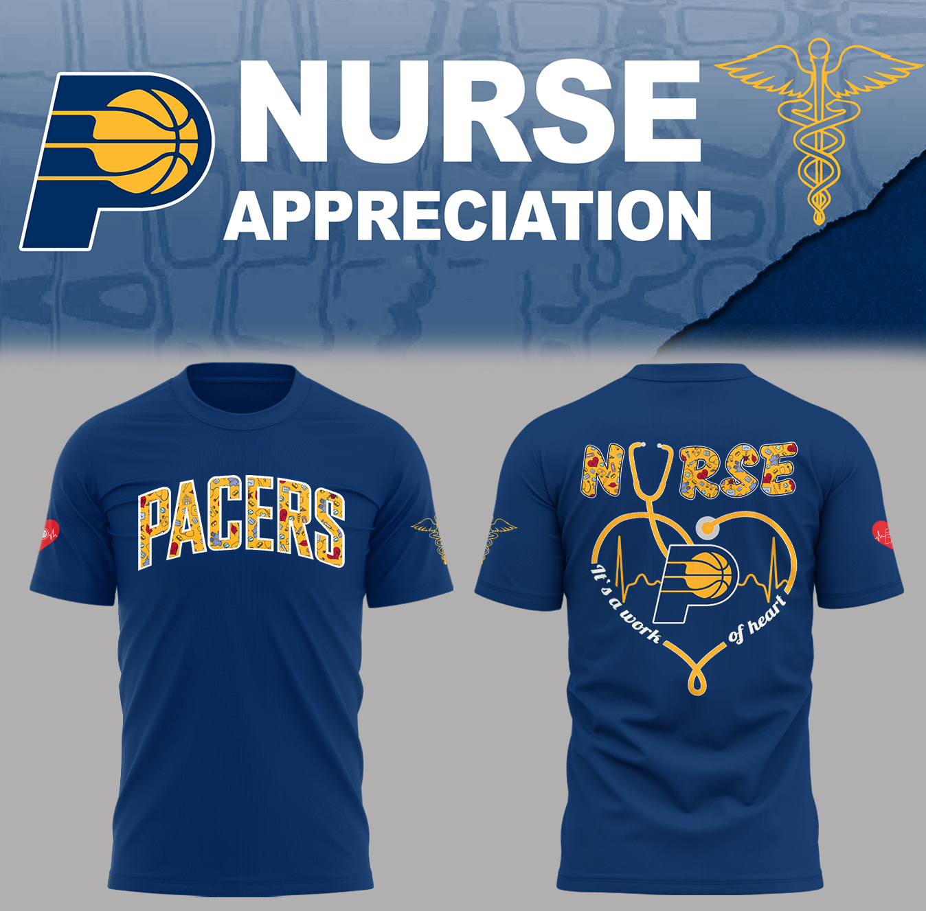 Indiana Pacers x Nurse Appreciation T-Shirt Unique Basketball Gifts - Navy, XL
