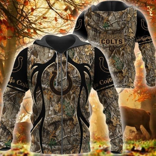 Indianapolis Colts Hunting Camo Football 3D printed Sweatshirt Hoodie Zipped Hoodie