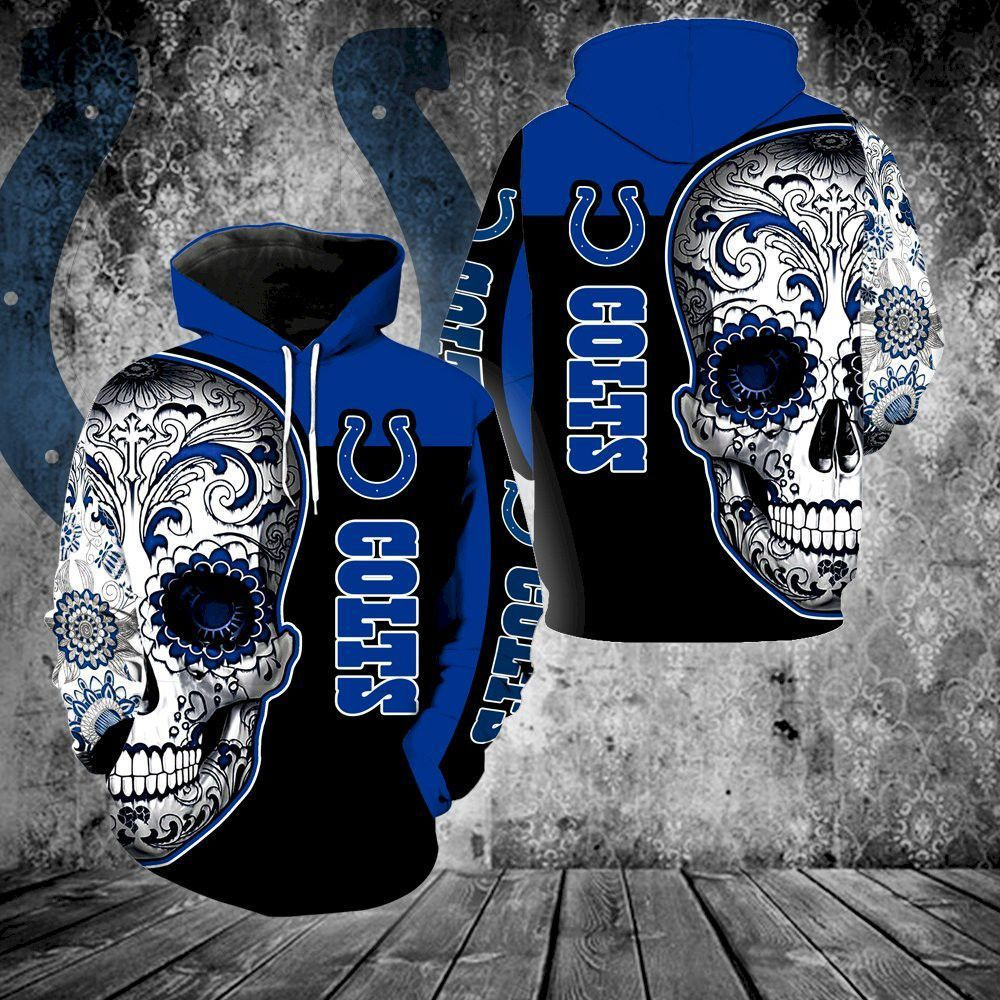 Indianapolis Colts Skull Hoodie  Zip Hoodie
