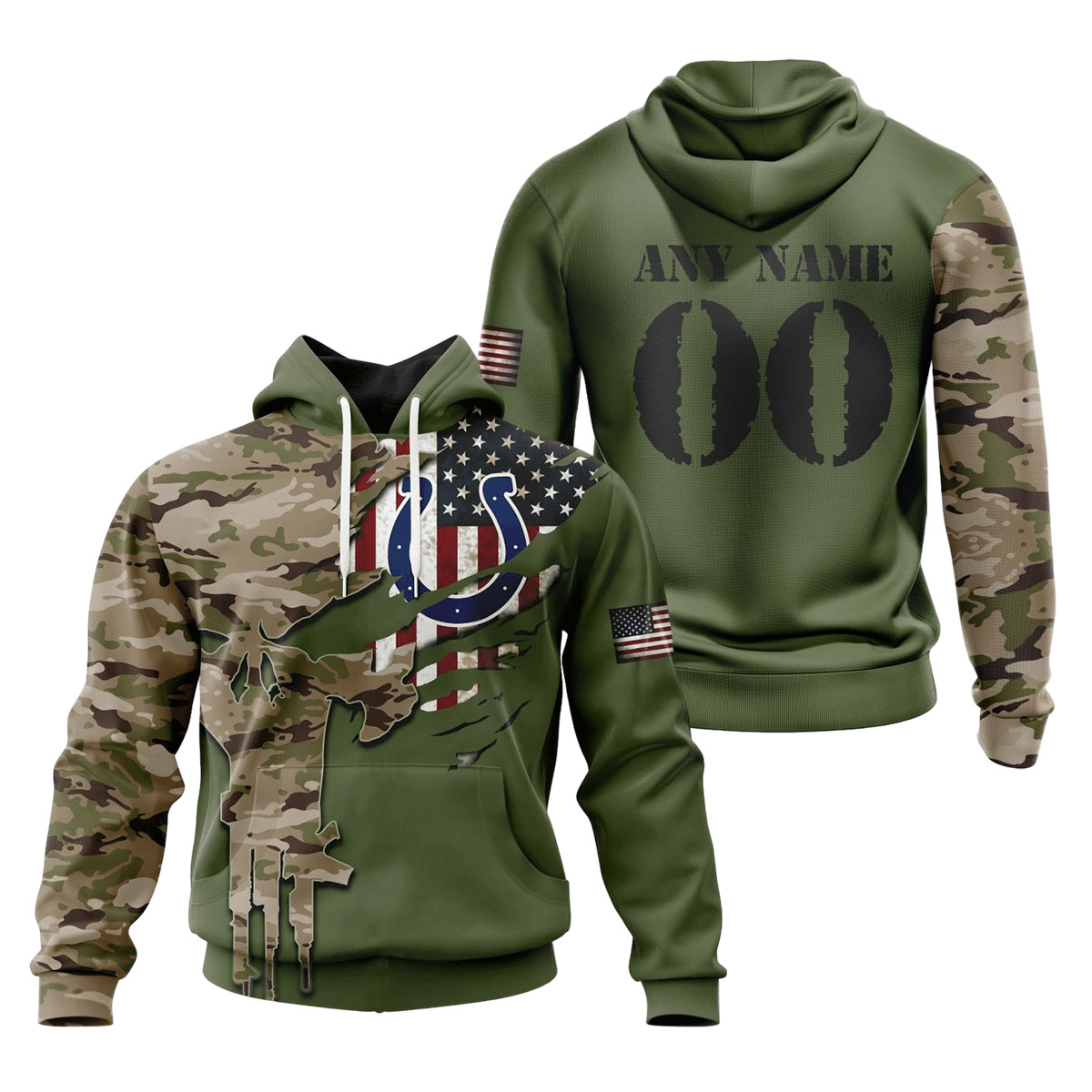 Indianapolis Colts Special Camo Design 3D printed Sweatshirt Hoodie Zipped Hoodie
