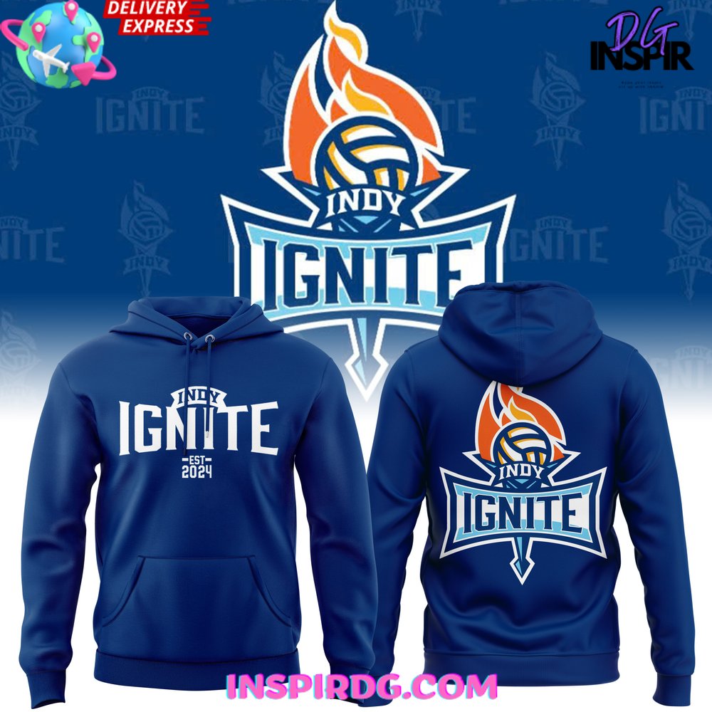 Indy Ignite Pro Volleyball 2025 Blue Hoodie Gift For Sport Music Fans