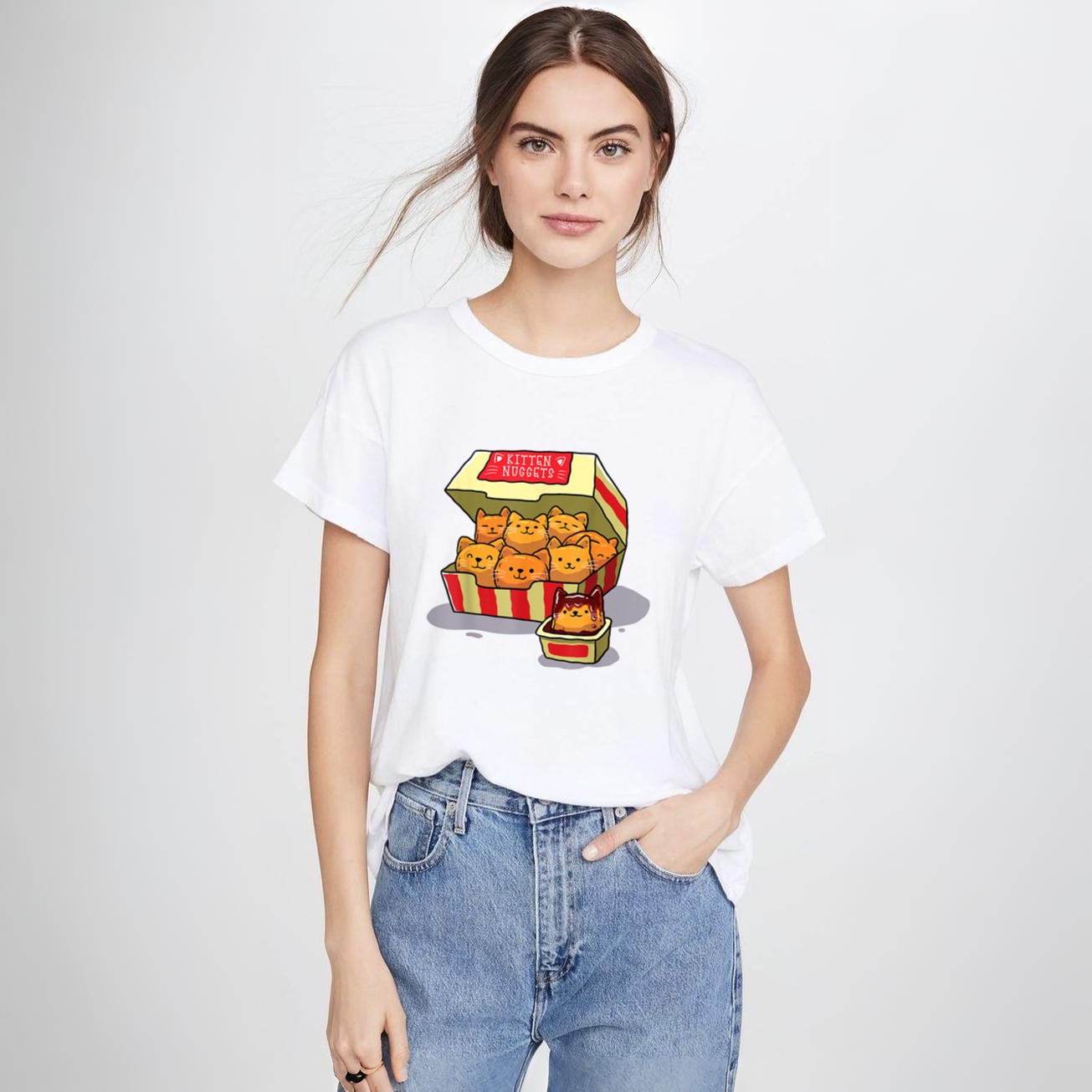 InGENIUS Funny Cat Owner Shirts & Gifts Kitten Nuggets Food Pun Cat T-Shirt
