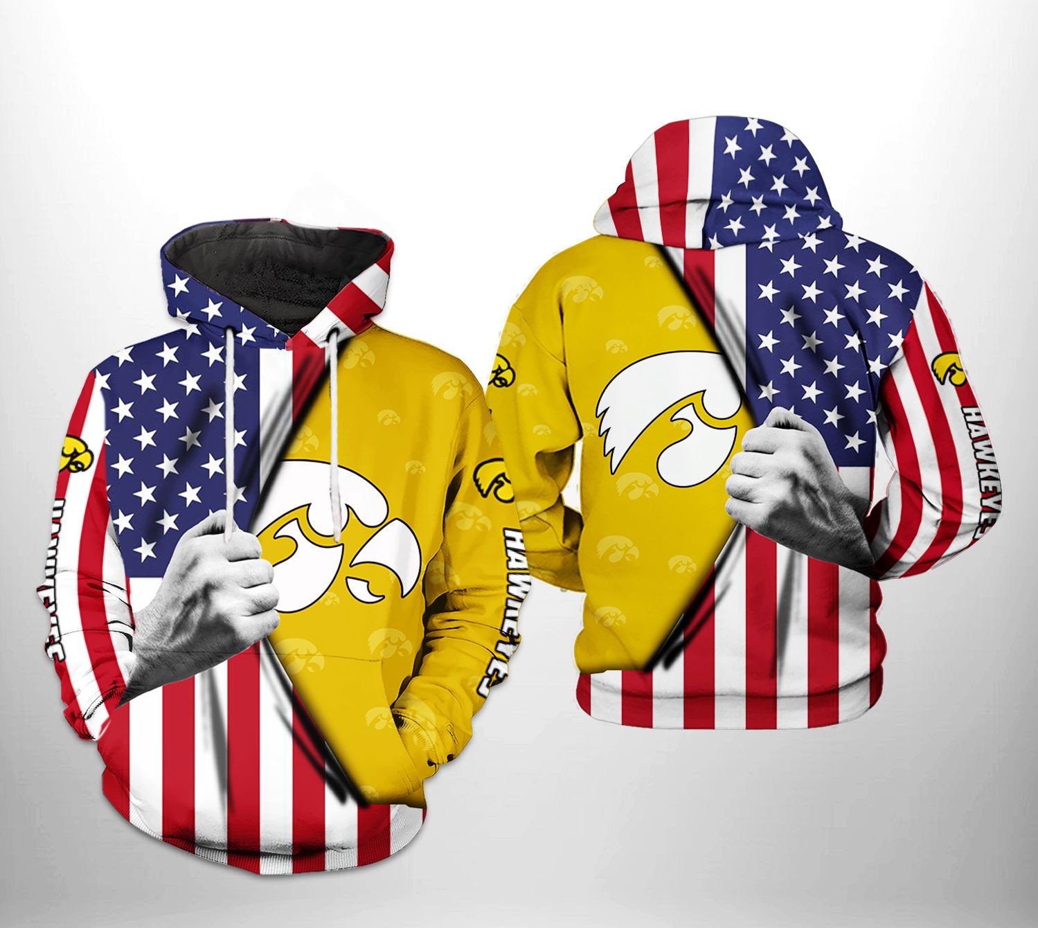 Iowa Hawkeyes NCAA US Flag Hoodie  Zip Hoodie Version 1545